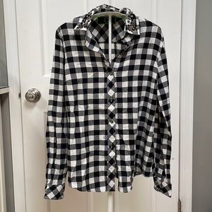 C. Wonder embellished jewel collar plaid button up